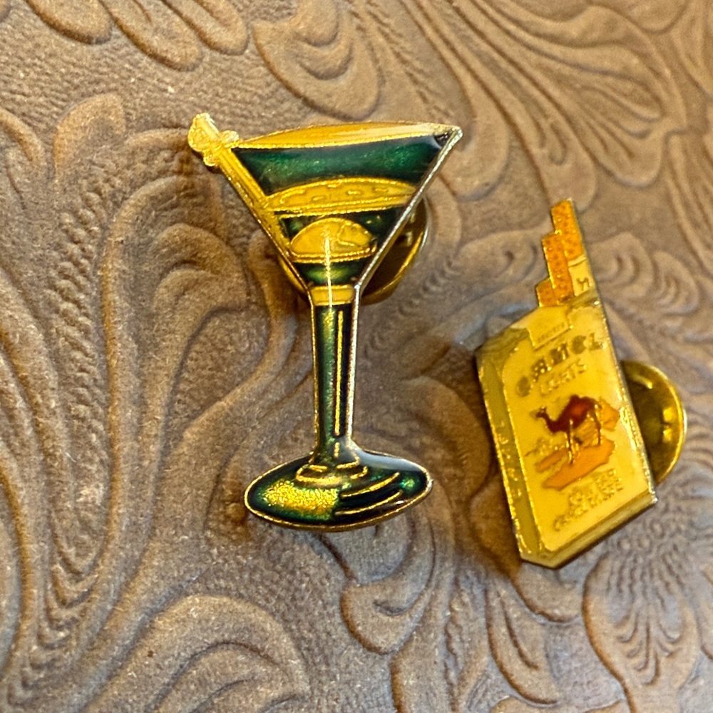 Vintage Martini and Camel Pin Set